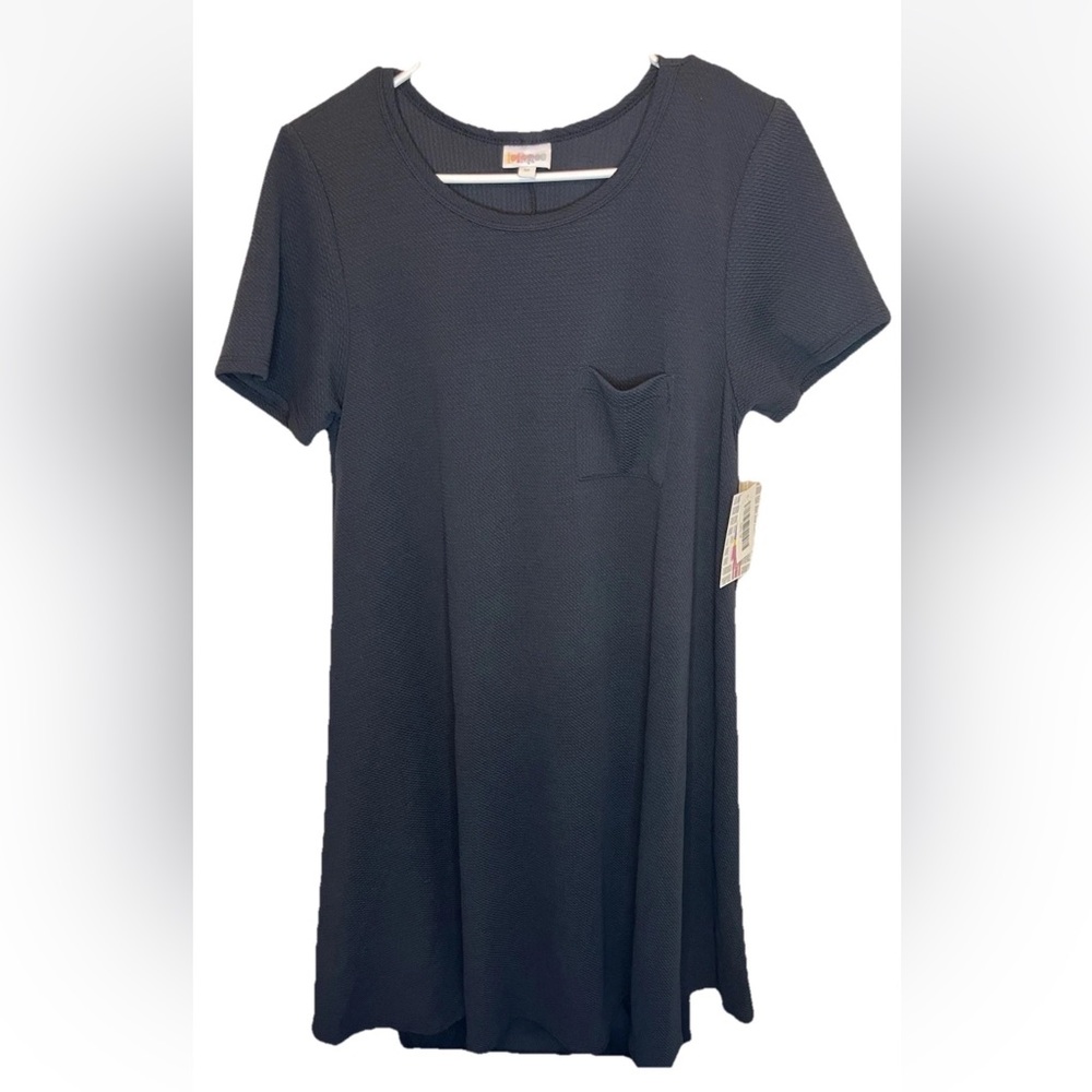 LuLaRoe Women's Carly Swing Dress Hi-Low, Short Sleeve Navy Blue Size M NWT